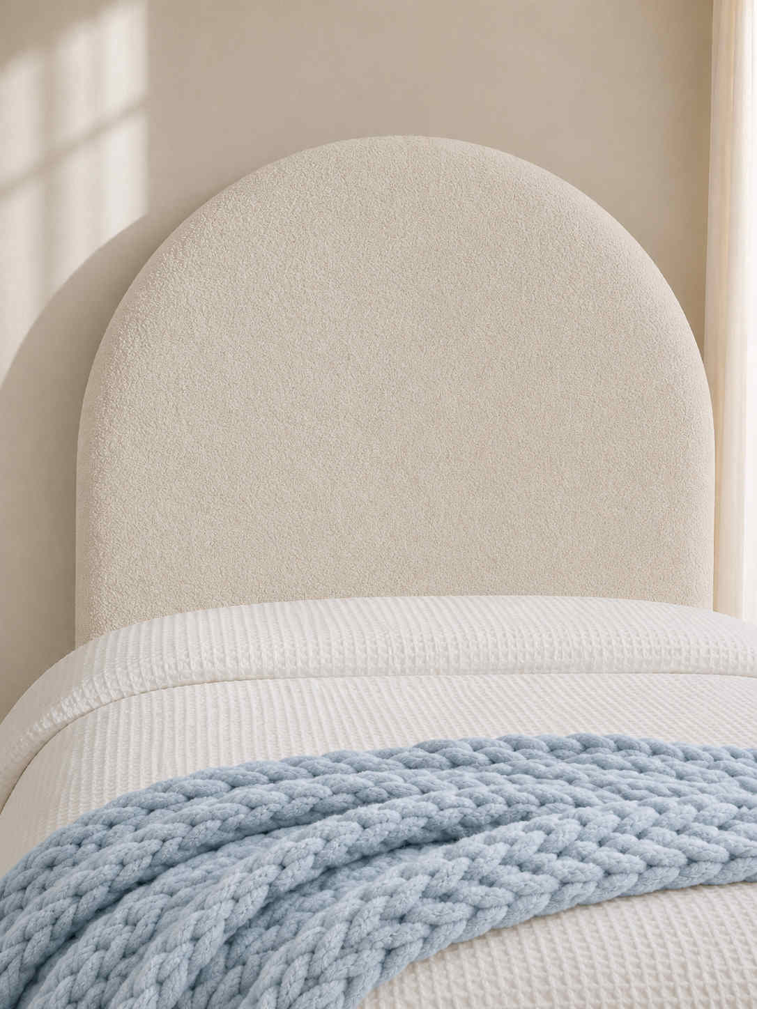 Upholstered dorm headboard on a Twin XL bed