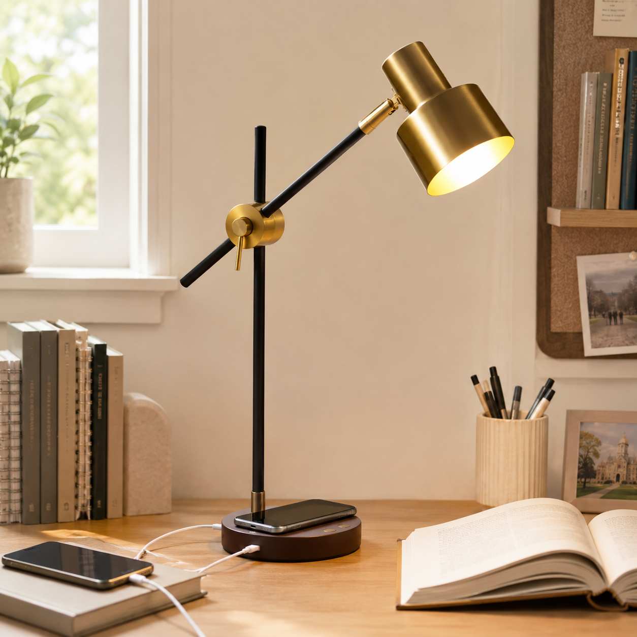 Adjustable Desk Lamp with Wireless Charger