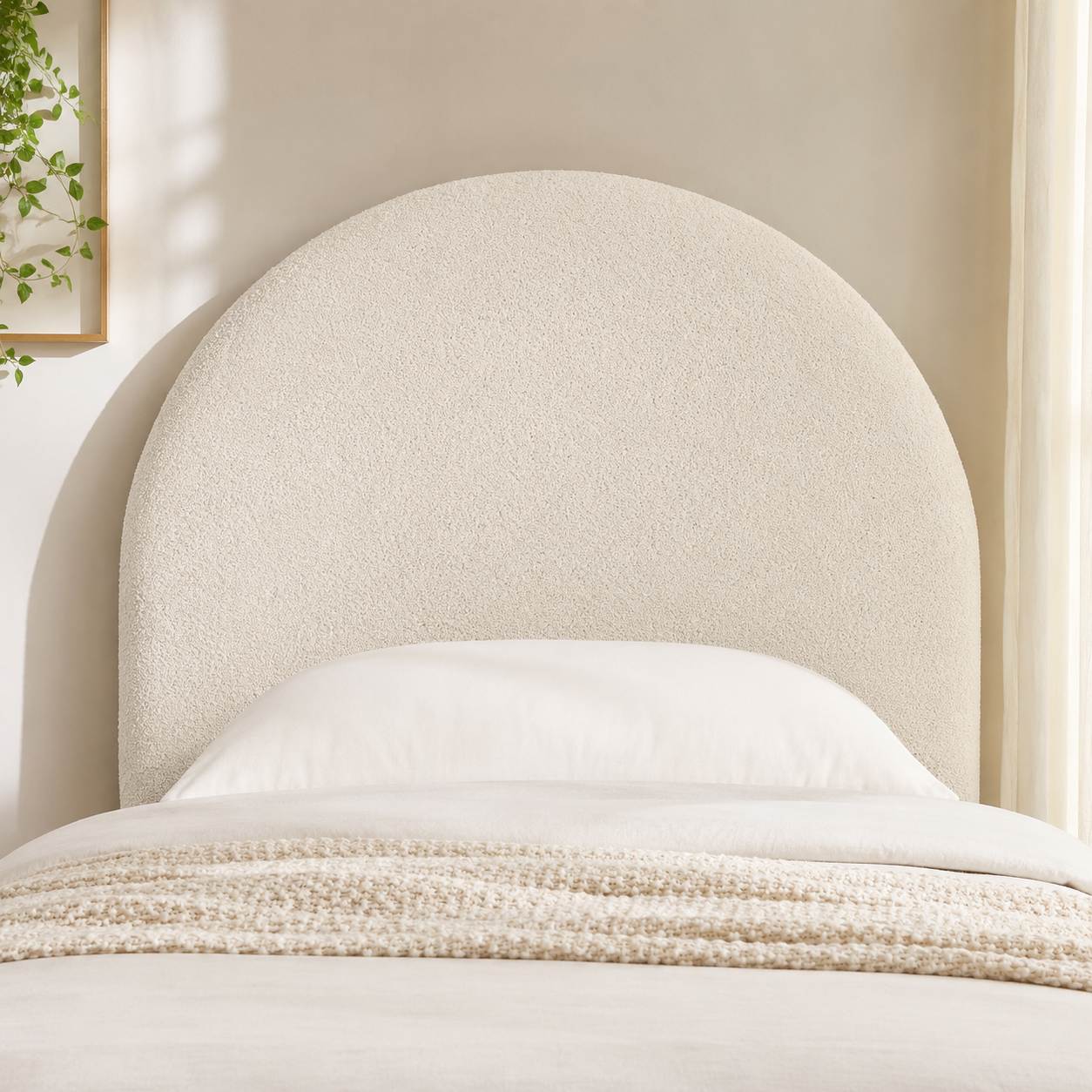 White Upholstered Arched Headboard