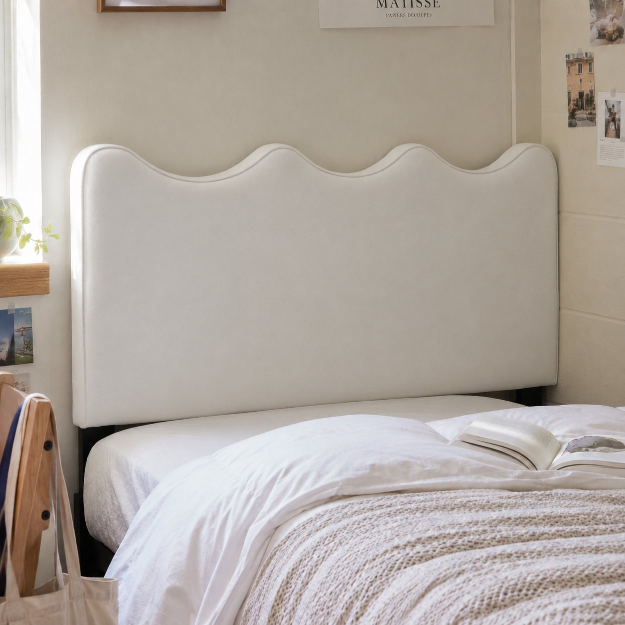 White Performance Velvet Headboard