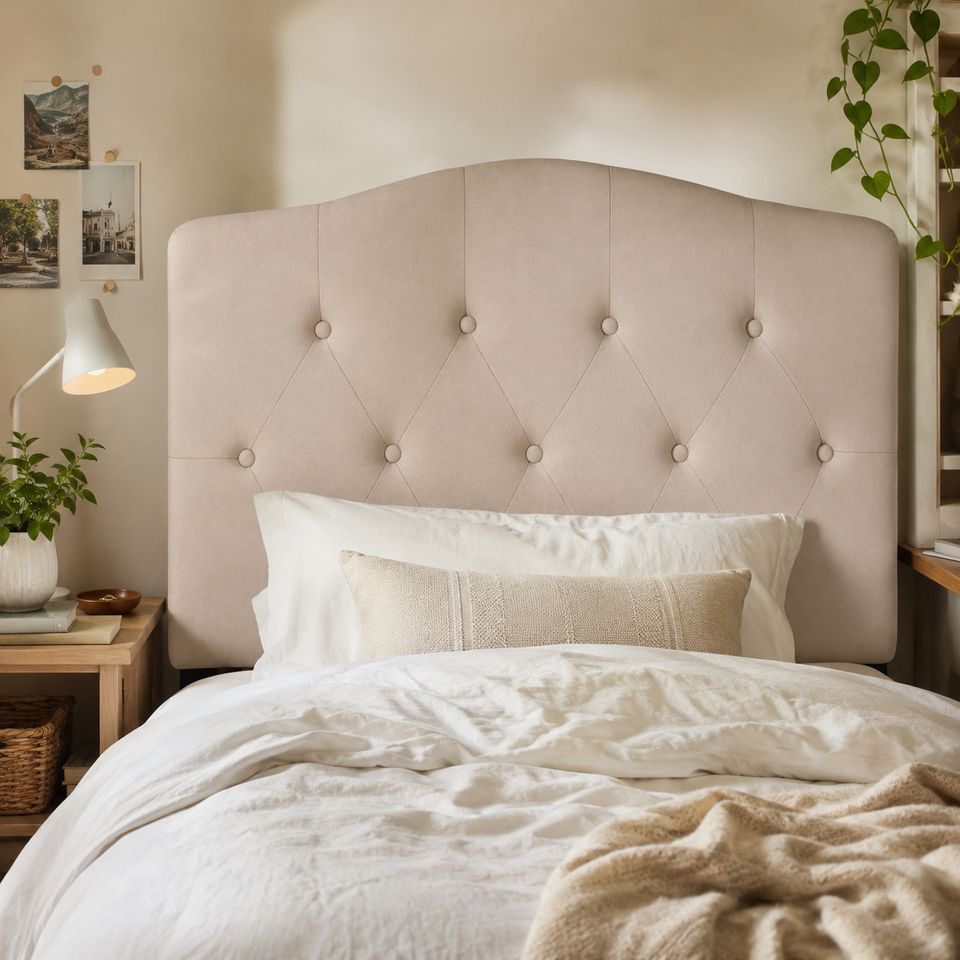 Beige Tufted Upholstered Headboard