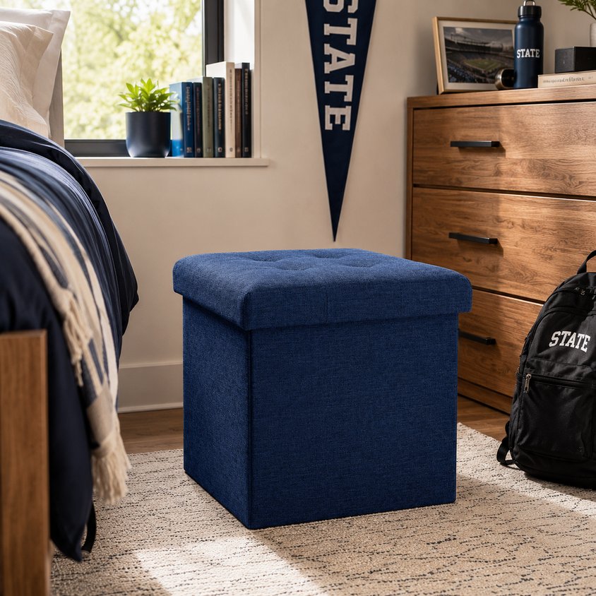 Round Tufted Storage Ottoman