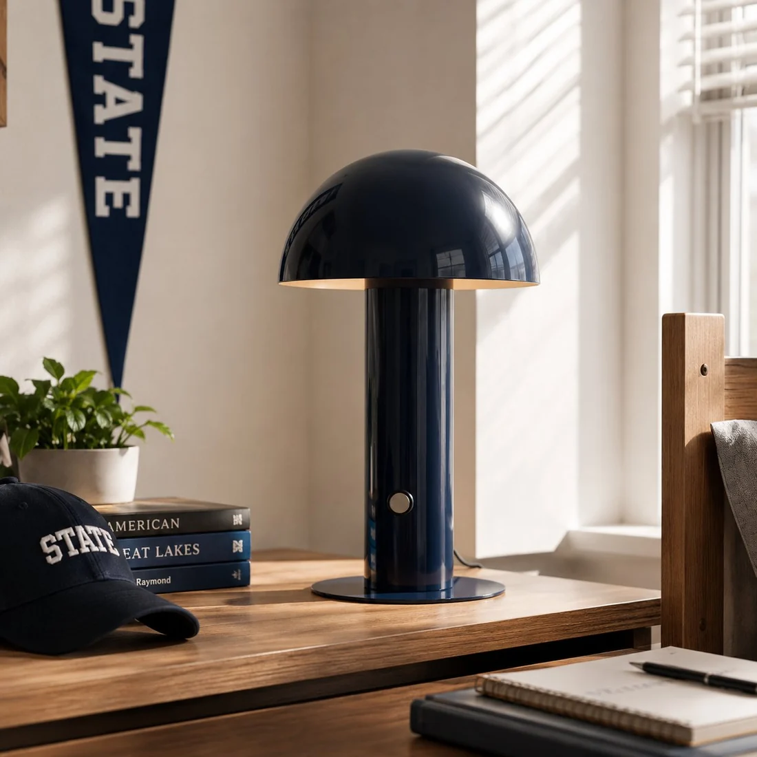 Navy Side Table Lamp